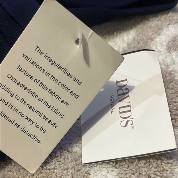 David’s Bridal One-Shoulder Navy Chiffon Dress NWT | Size 8 Formal Gown - Picture 3 of 7